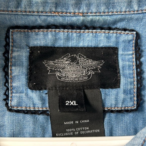Women’s black label Harley Davidson button up denim shirt. 2x - Picture 5 of 5